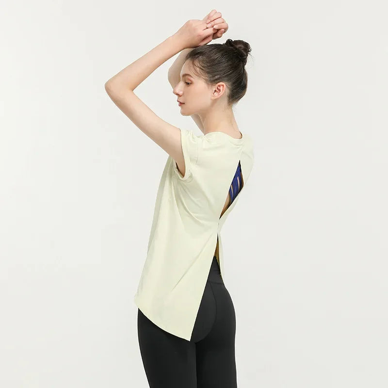 Sport Shirt Temperament Bodybuilding Sportswear T-Shirt Fashion Yoga Clothes Sexy Beauty Back Tops Fitness Clothes Women Fitness