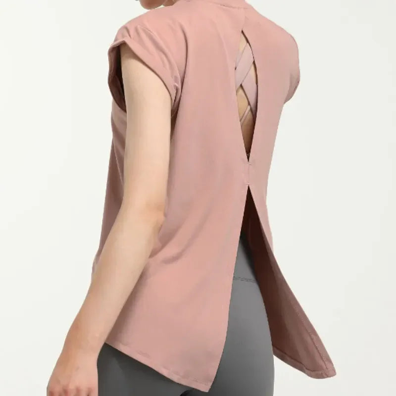 Sport Shirt Temperament Bodybuilding Sportswear T-Shirt Fashion Yoga Clothes Sexy Beauty Back Tops Fitness Clothes Women Fitness