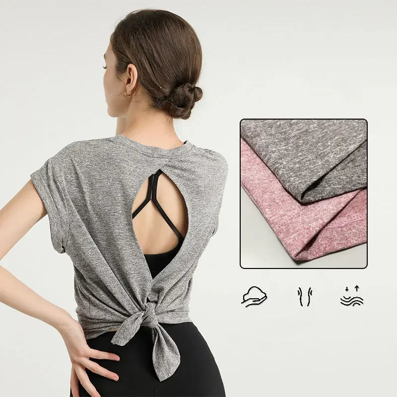 Sport Shirt Temperament Bodybuilding Sportswear T-Shirt Fashion Yoga Clothes Sexy Beauty Back Tops Fitness Clothes Women Fitness