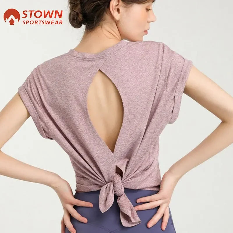 Sport Shirt Temperament Bodybuilding Sportswear T-Shirt Fashion Yoga Clothes Sexy Beauty Back Tops Fitness Clothes Women Fitness