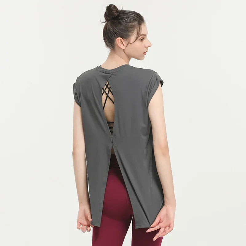 Sport Shirt Temperament Bodybuilding Sportswear T-Shirt Fashion Yoga Clothes Sexy Beauty Back Tops Fitness Clothes Women Fitness